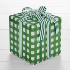 Gingham Wrapping Paper - 5m GREEN