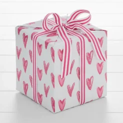 Hearts Wrapping Paper - 3m Pink & White