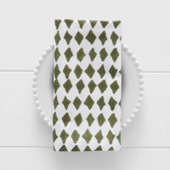 Diamond Napkin Forest & White