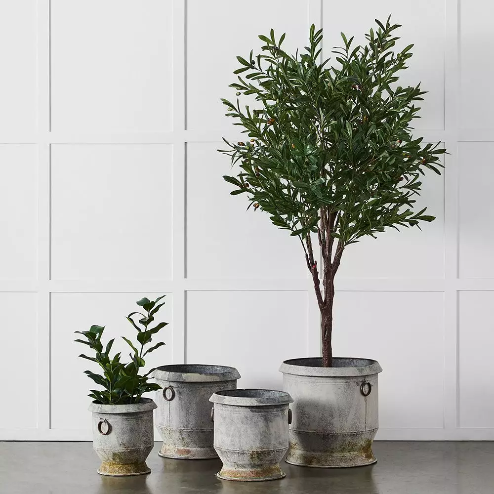 Gruyere Flowerpot XL – Soft Grey Tin Decorative Indoor Planter 5 Gruyere Flowerpot XL – Soft Grey Tin Decorative Indoor Planter - Image 3