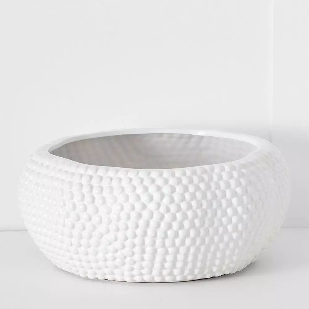 Durian Textured Spiked Bowl in Gloss White – Large Terracotta Decorative Statement Piece 3 Durian Textured Spiked Bowl in Gloss White – Large Terracotta Decorative Statement Piece