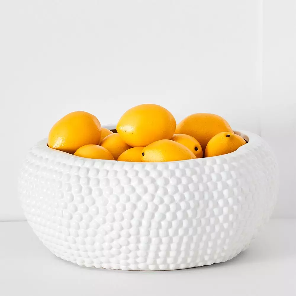 Durian Textured Spiked Bowl in Gloss White – Large Terracotta Decorative Statement Piece 4 Durian Textured Spiked Bowl in Gloss White – Large Terracotta Decorative Statement Piece - Image 2