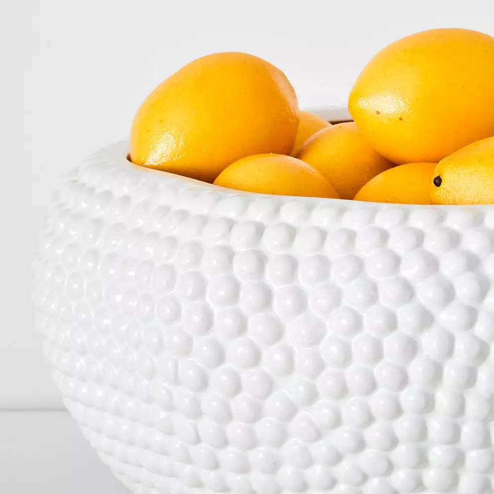 Durian Textured Spiked Bowl in Gloss White – Large Terracotta Decorative Statement Piece 5 Durian Textured Spiked Bowl in Gloss White – Large Terracotta Decorative Statement Piece - Image 3