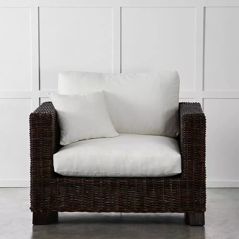 Florida Armchair Mocha & Off-White – Woven Kubu Rattan Square Outdoor Lounge Chair 4 Florida Armchair Mocha & Off-White – Woven Kubu Rattan Square Outdoor Lounge Chair - Image 2