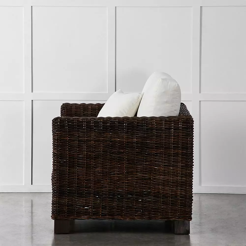 Florida Armchair Mocha & Off-White – Woven Kubu Rattan Square Outdoor Lounge Chair 5 Florida Armchair Mocha & Off-White – Woven Kubu Rattan Square Outdoor Lounge Chair - Image 3