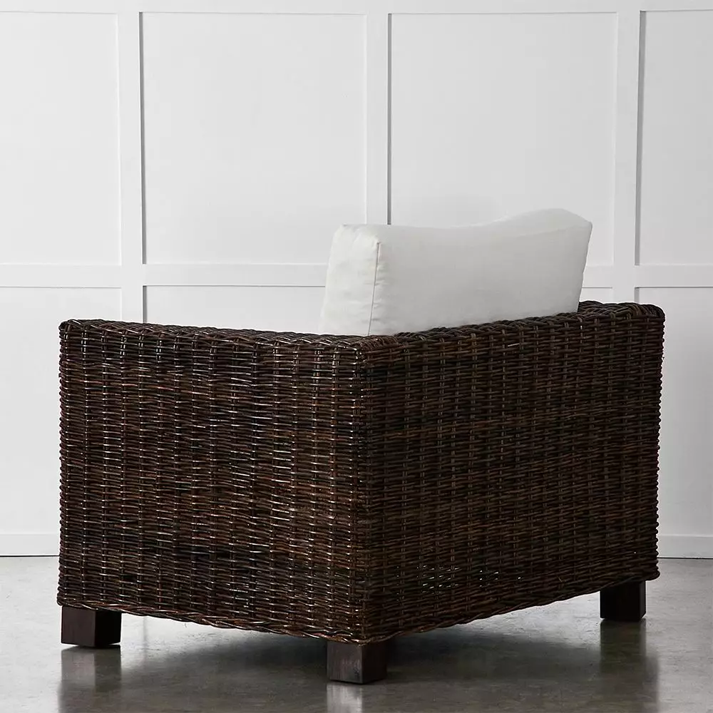 Florida Armchair Mocha & Off-White – Woven Kubu Rattan Square Outdoor Lounge Chair 6 Florida Armchair Mocha & Off-White – Woven Kubu Rattan Square Outdoor Lounge Chair - Image 4