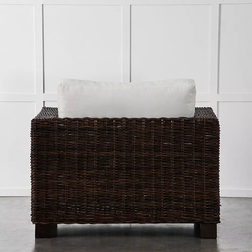 Florida Armchair Mocha & Off-White – Woven Kubu Rattan Square Outdoor Lounge Chair 7 Florida Armchair Mocha & Off-White – Woven Kubu Rattan Square Outdoor Lounge Chair - Image 5
