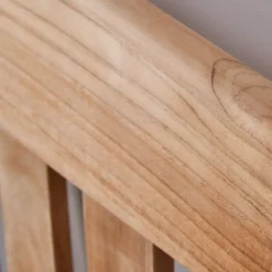 Leonardo Natural Teak Outdoor Bench – Classic Slatted Back with Curved Arms -Provincialhomeliving 1117261649 e