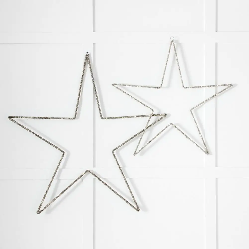 80cm Large Silver Beaded Sparkle Star – Decorative Christmas Hanging Star Decor 5 80cm Large Silver Beaded Sparkle Star – Decorative Christmas Hanging Star Decor - Image 3