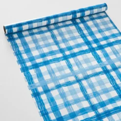 Shepherd Check Paper Table Runner Blue