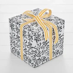 Waterlily Wrapping Paper - 3m Black & White
