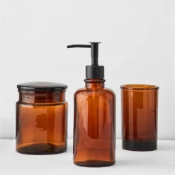 Apothecary No. 1 Amber Glass Soap Dispenser – Vintage Style with Black Pump -Provincialhomeliving 1117262105 b