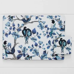 Porter Lovebirds Placemat Blue & White -Provincialhomeliving 1117262132 b
