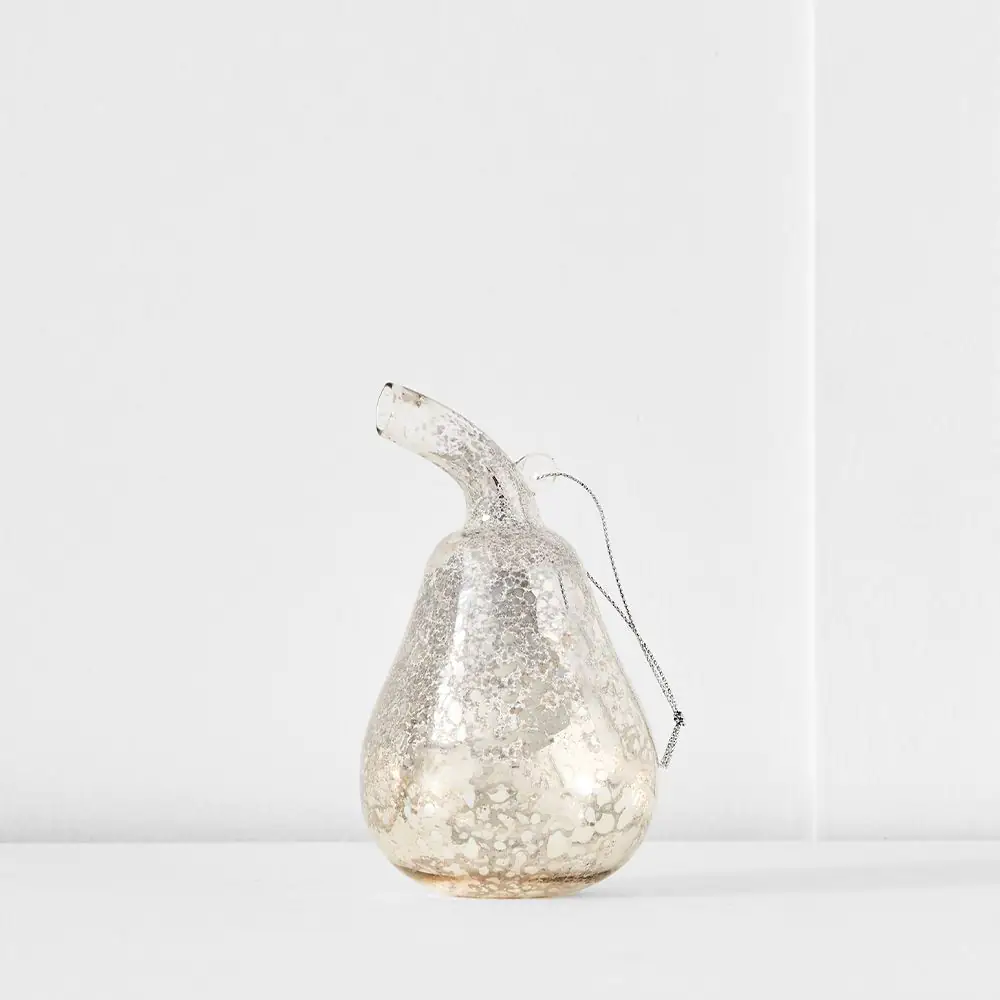 Noelle Antique Gold Pear Bauble – Vintage Hand-Finished Christmas Tree Ornament 4 Noelle Antique Gold Pear Bauble – Vintage Hand-Finished Christmas Tree Ornament - Image 2