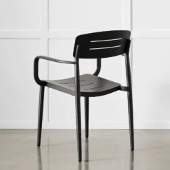 Tribeca Carver Chair in Charcoal – Matte Powder-Coated Aluminium Outdoor Dining Armchair -Provincialhomeliving 1117262357 d