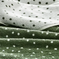 Phoebe Forest Green Portuguese Cotton Spot Pattern Bath Towel -Provincialhomeliving 1117262394 b