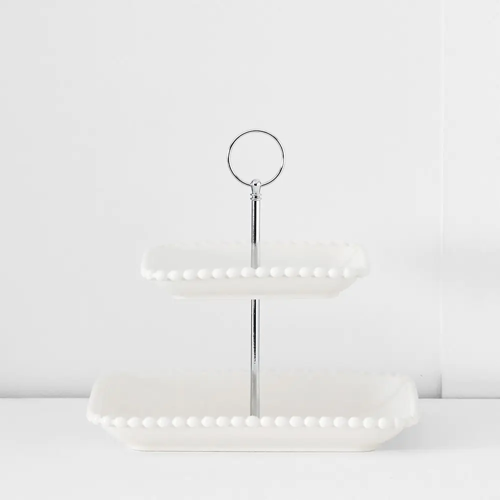 Bourgogne 2 Tiered Stand White 5 Bourgogne 2 Tiered Stand White - Image 3