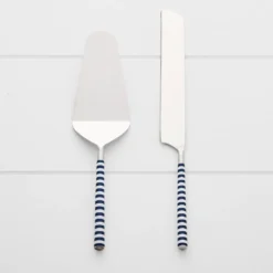Sailor Cake Server Set Navy & White