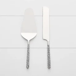 Cheetah Cake Server Set Black & White