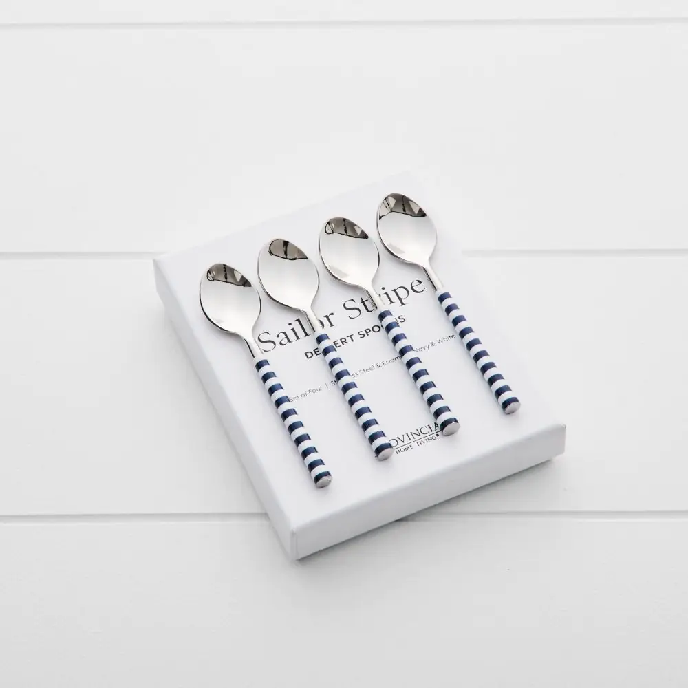 Sailor Dessert Spoon Set Navy & White 4 Sailor Dessert Spoon Set Navy & White - Image 2