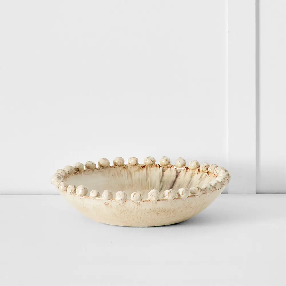 Miranda White Glazed Terracotta Decorative Shallow Bowl with Scalloped Edge 4 Miranda White Glazed Terracotta Decorative Shallow Bowl with Scalloped Edge - Image 2