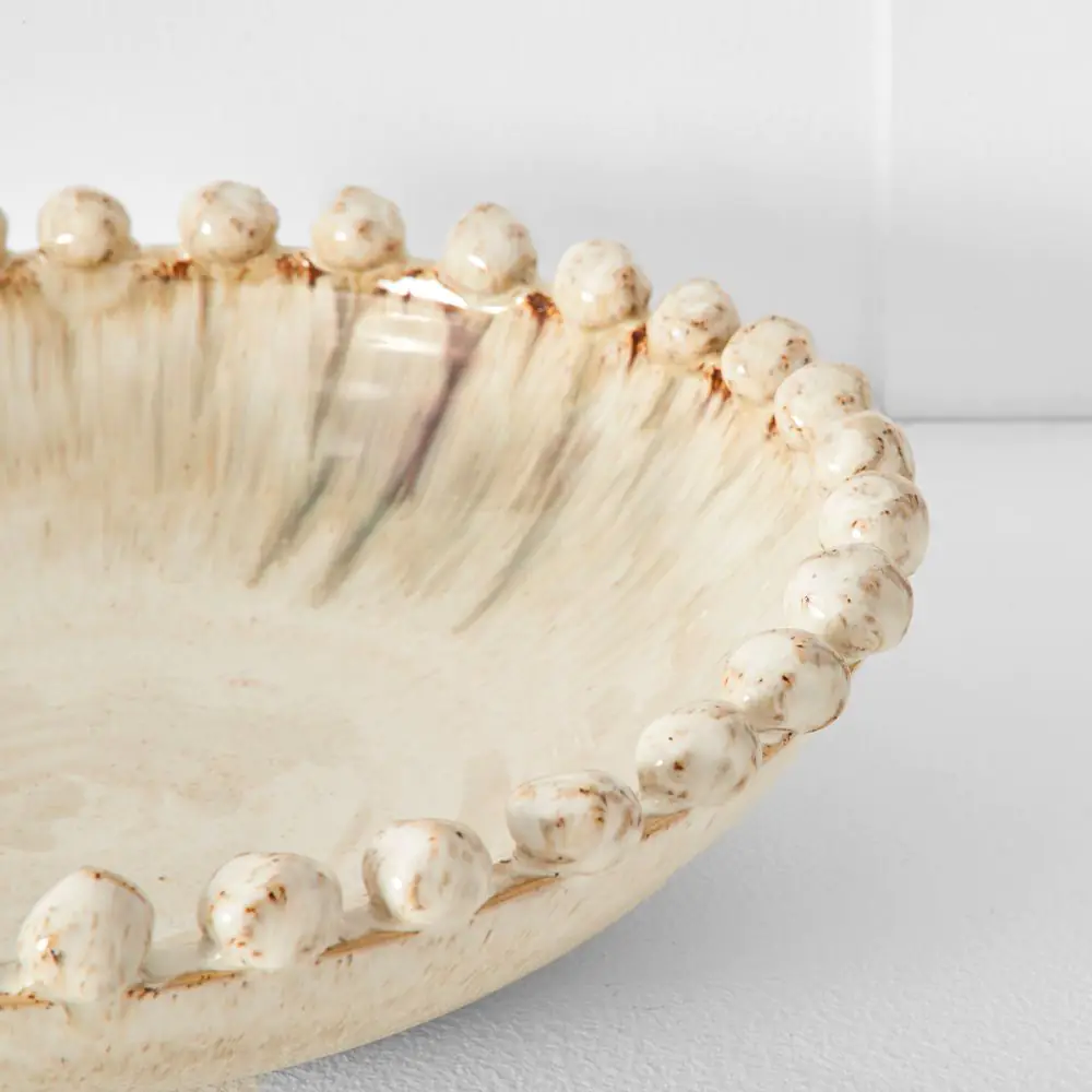 Miranda White Glazed Terracotta Decorative Shallow Bowl with Scalloped Edge 5 Miranda White Glazed Terracotta Decorative Shallow Bowl with Scalloped Edge - Image 3
