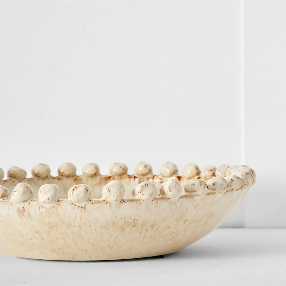 Miranda White Glazed Terracotta Decorative Shallow Bowl with Scalloped Edge 6 Miranda White Glazed Terracotta Decorative Shallow Bowl with Scalloped Edge - Image 4