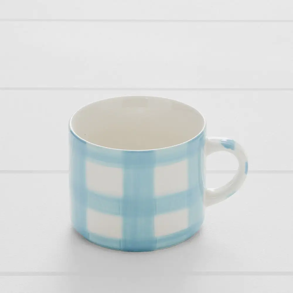 Alto Check Mug Duck Egg & White 3 Alto Check Mug Duck Egg & White