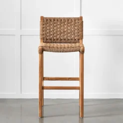 Canyon Natural Teak and Off-White Synthetic Weave Outdoor Barstool 11 Canyon Natural Teak and Off-White Synthetic Weave Outdoor Barstool -Provincialhomeliving 1117262479 c