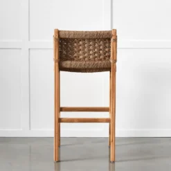 Canyon Natural Teak and Off-White Synthetic Weave Outdoor Barstool 13 Canyon Natural Teak and Off-White Synthetic Weave Outdoor Barstool -Provincialhomeliving 1117262479 e