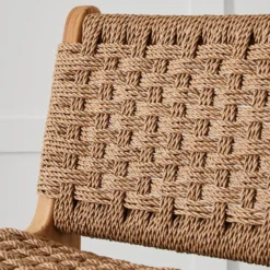 Canyon Natural Teak and Off-White Synthetic Weave Outdoor Barstool 14 Canyon Natural Teak and Off-White Synthetic Weave Outdoor Barstool -Provincialhomeliving 1117262479 f