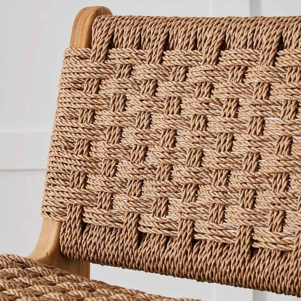 Canyon Natural Teak and Off-White Synthetic Weave Outdoor Barstool 8 Canyon Natural Teak and Off-White Synthetic Weave Outdoor Barstool - Image 6