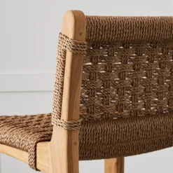 Canyon Natural Teak and Off-White Synthetic Weave Outdoor Barstool 15 Canyon Natural Teak and Off-White Synthetic Weave Outdoor Barstool -Provincialhomeliving 1117262479 g