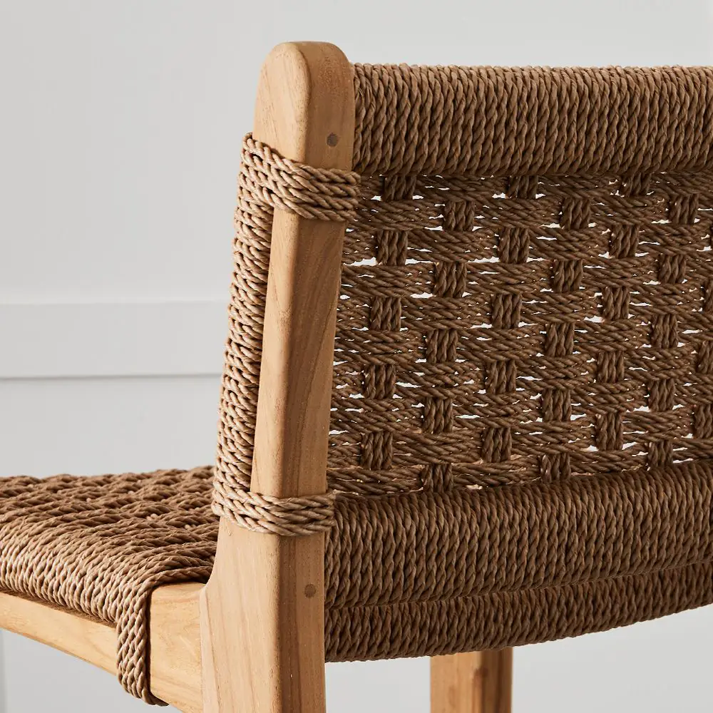 Canyon Natural Teak and Off-White Synthetic Weave Outdoor Barstool 9 Canyon Natural Teak and Off-White Synthetic Weave Outdoor Barstool - Image 7