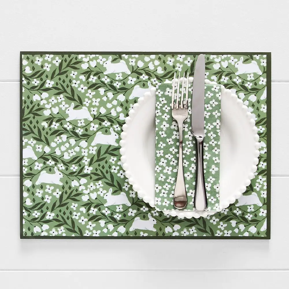 Harper Blossom Bunny Placemat 30 Pk GREEN 5 Harper Blossom Bunny Placemat 30 Pk GREEN - Image 3