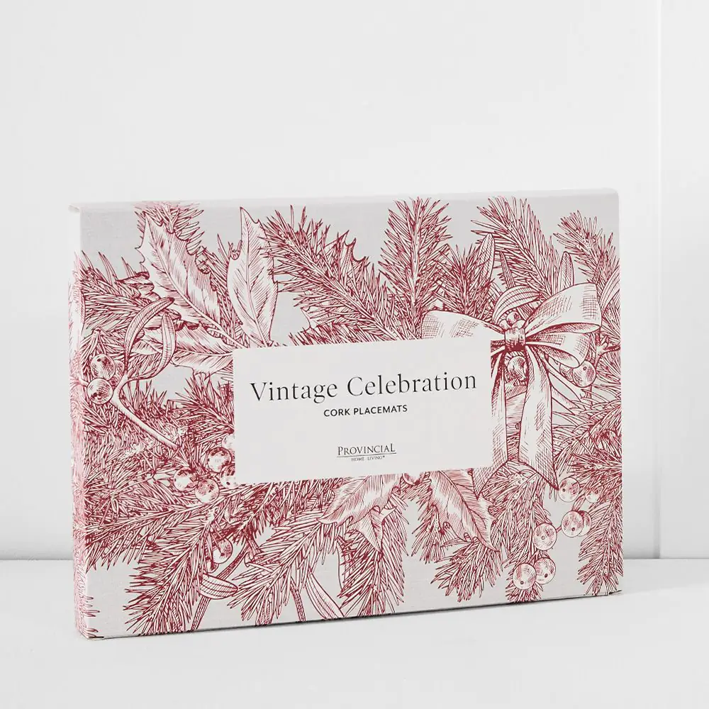 Porter Noelle Vintage Red Christmas 6-Pack – Cork-Backed Festive Table Placemats 5 Porter Noelle Vintage Red Christmas 6-Pack – Cork-Backed Festive Table Placemats - Image 3