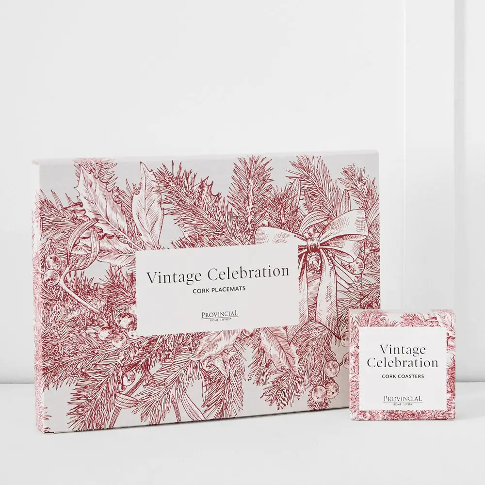 Porter Noelle Vintage Red Christmas 6-Pack – Cork-Backed Festive Table Placemats 6 Porter Noelle Vintage Red Christmas 6-Pack – Cork-Backed Festive Table Placemats - Image 4