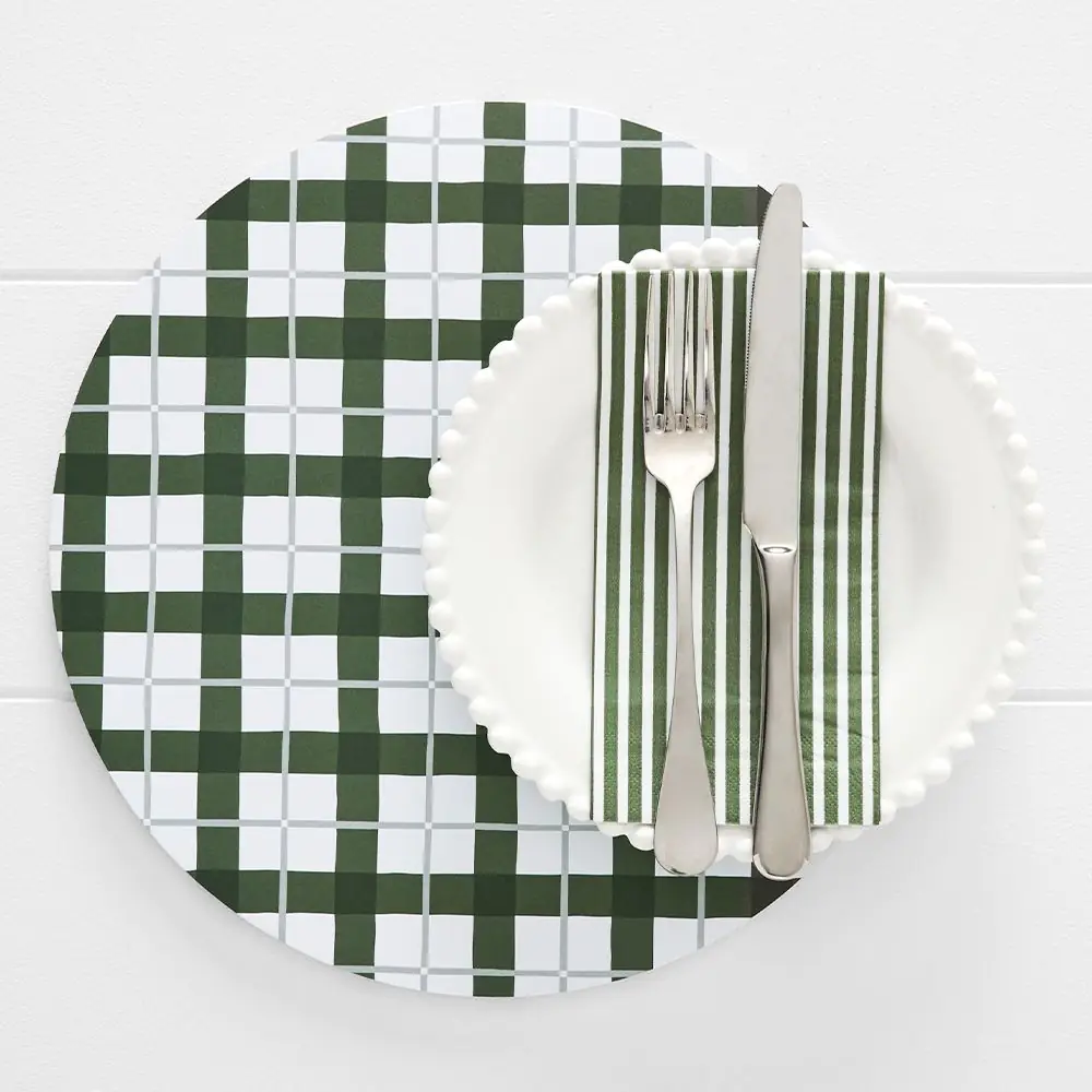 Noelle Nordic Green Plaid Paper Placemats – Festive Christmas Tartan Table Mats (30 Pack) 4 Noelle Nordic Green Plaid Paper Placemats – Festive Christmas Tartan Table Mats (30 Pack) - Image 2