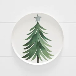 Noelle Green Festive Pattern Paper Plates – 10 Pack Christmas Tableware