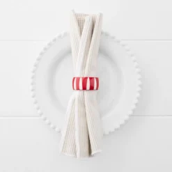 Noelle Vintage Red and White Stripe Napkin Ring – Festive Christmas Table Decor -Provincialhomeliving 1117262736 b