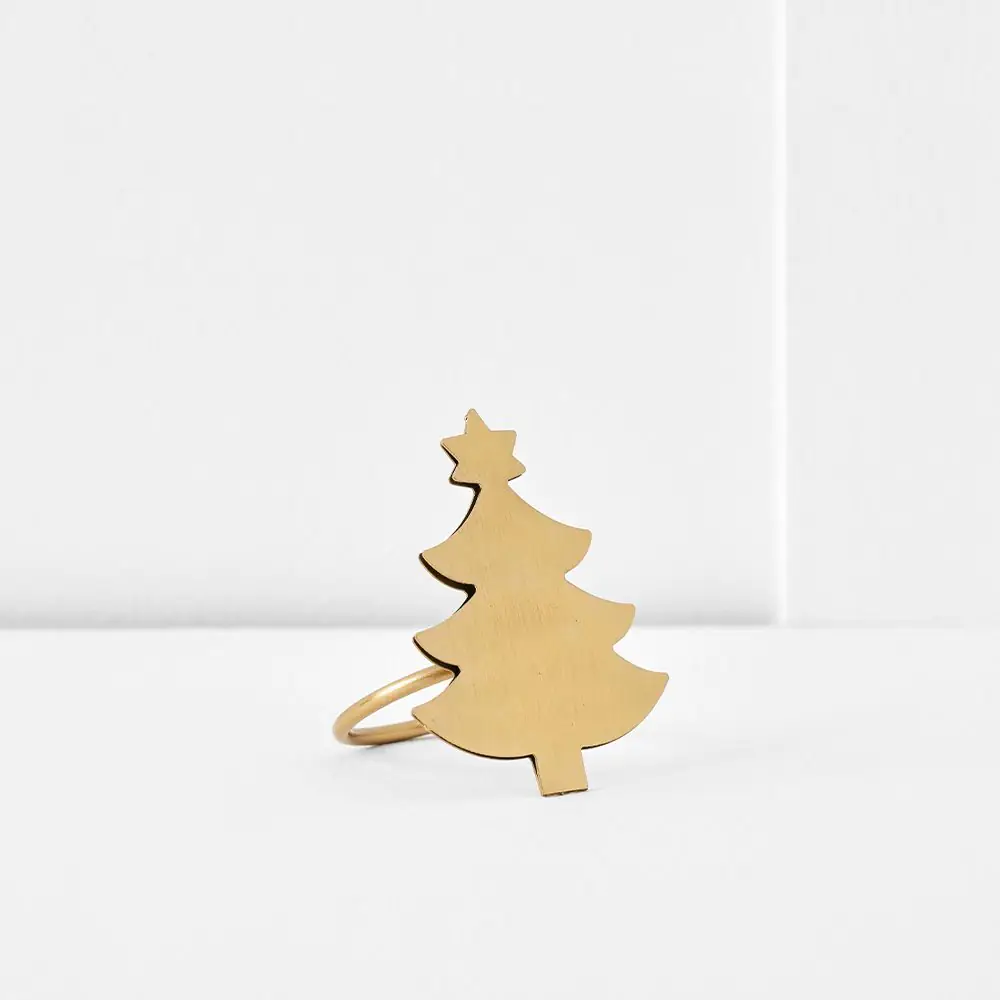 Noelle Vintage Gold Christmas Tree Napkin Ring – Elegant Festive Table Decor 3 Noelle Vintage Gold Christmas Tree Napkin Ring – Elegant Festive Table Decor