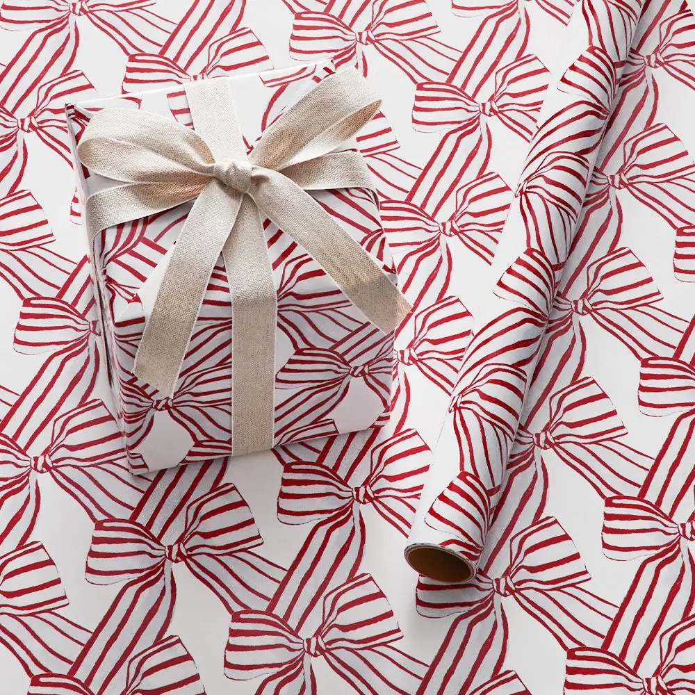 Noelle Vintage Bow Wrapping Paper - 3m RED 3 Noelle Vintage Bow Wrapping Paper - 3m RED