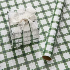 Noelle Nordic Plaid Wrapping Paper - 3m GREEN