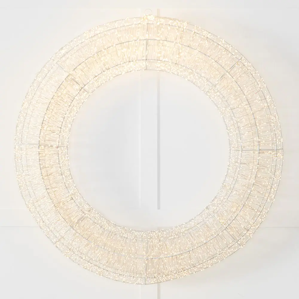 Noelle 80cm LED White Iron Wreath – Modern Circular Minimalist Festive Wall Decor 3 Noelle 80cm LED White Iron Wreath – Modern Circular Minimalist Festive Wall Decor