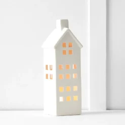 Noelle Townhouse Tealight Holder White