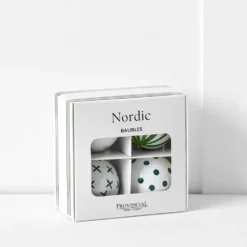 Noelle Nordic Bauble 4 Pk Green &White 7 Noelle Nordic Bauble 4 Pk Green &White -Provincialhomeliving 1117262834 c