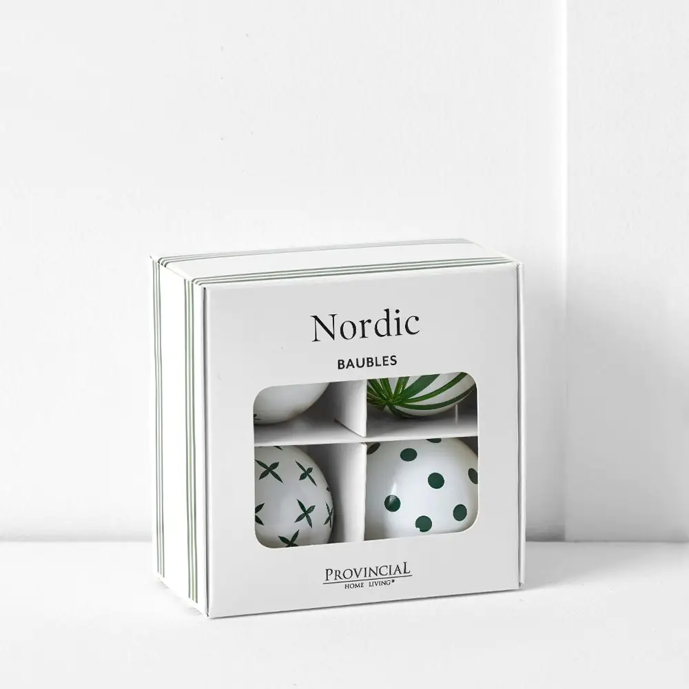 Noelle Nordic Bauble 4 Pk Green &White 5 Noelle Nordic Bauble 4 Pk Green &White - Image 3