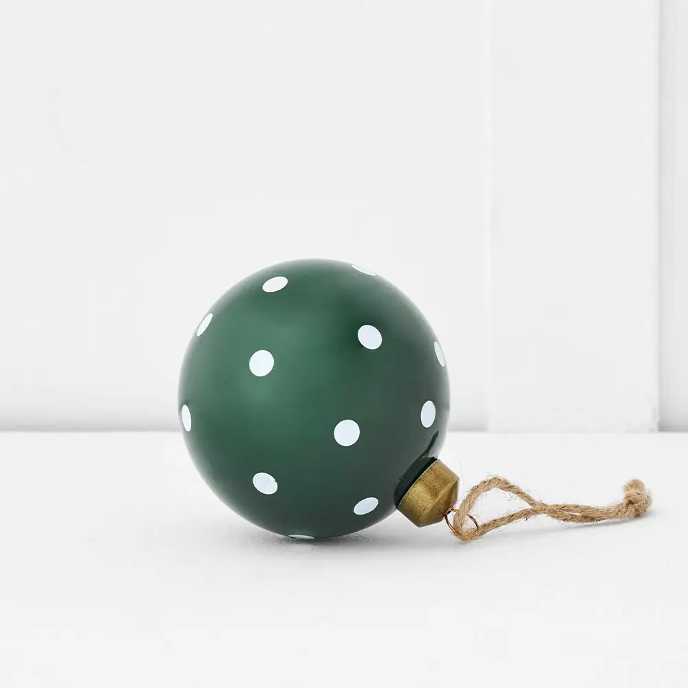 Noelle Nordic Green Patterned Bauble – Traditional Festive Tree Ornament 4 Noelle Nordic Green Patterned Bauble – Traditional Festive Tree Ornament - Image 2