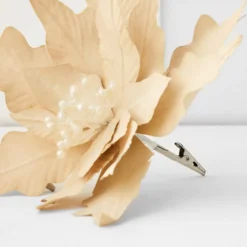 Noelle Natural Vintage Gold Poinsettia – Large Decorative Christmas Tree Clip -Provincialhomeliving 1117262858 c