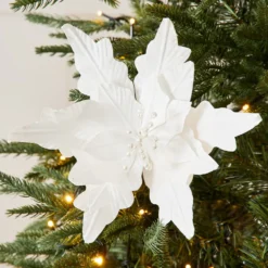 Noelle Poinsettia Clip Decoration White